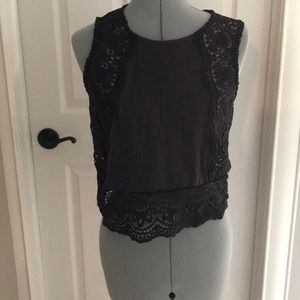 Dark gray lace crop top